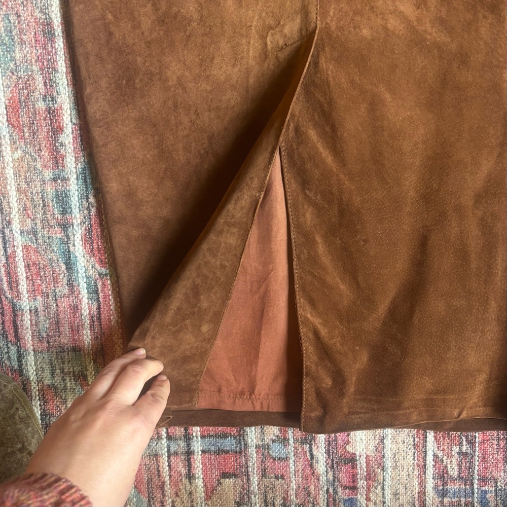 Talbots Brown Suede Midi Pencil Skirt - Picture 5 of 6